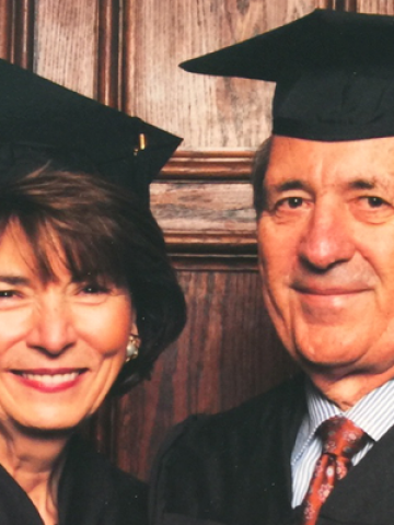 Rosemarie and Tom Mitchell at their 2012 graduation from the Graham School's Master of Liberal Arts program.