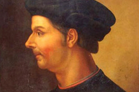 Oil painting of Machiavelli by Cristofano dell'Altissimo.