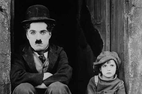 Charlie Chaplin and kid