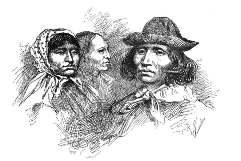 drawing of colonial era individuals